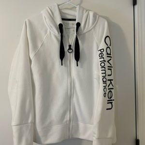 Calvin Klein performance white zip front hoodie